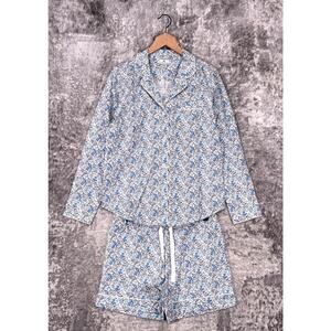 New Petite Plume Pajama Set Small Womens Fleur Dazur Floral Button Top Shorts
